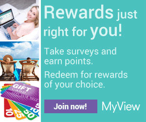 Complete surveys at MyView and earn gift cards